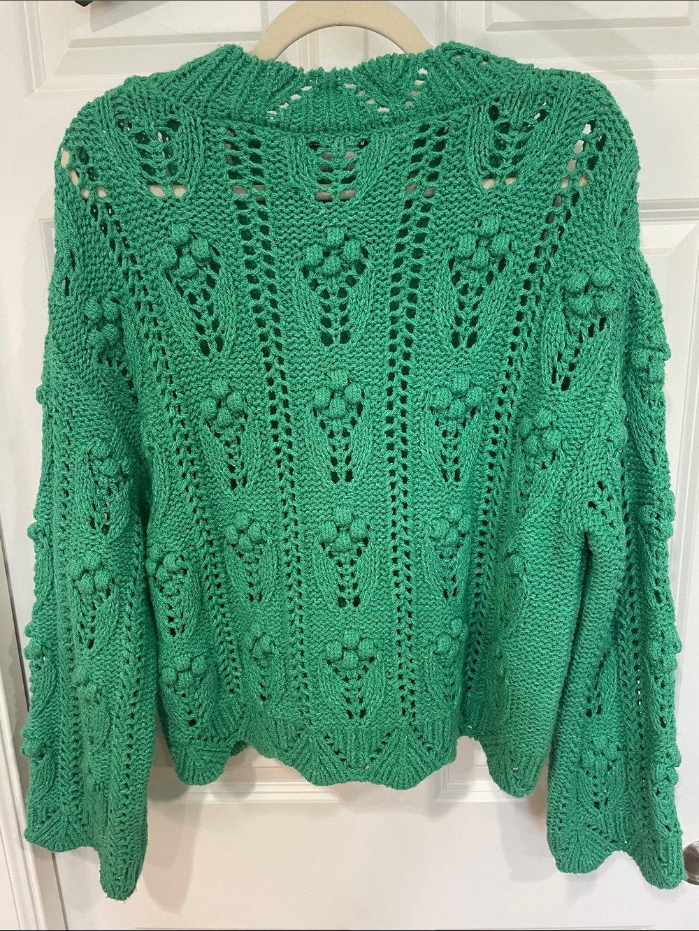 Zara Chunky Bubble Loose Knit Sweater Size Small Green Crewneck Blogger Favorite - Picture 8 of 12